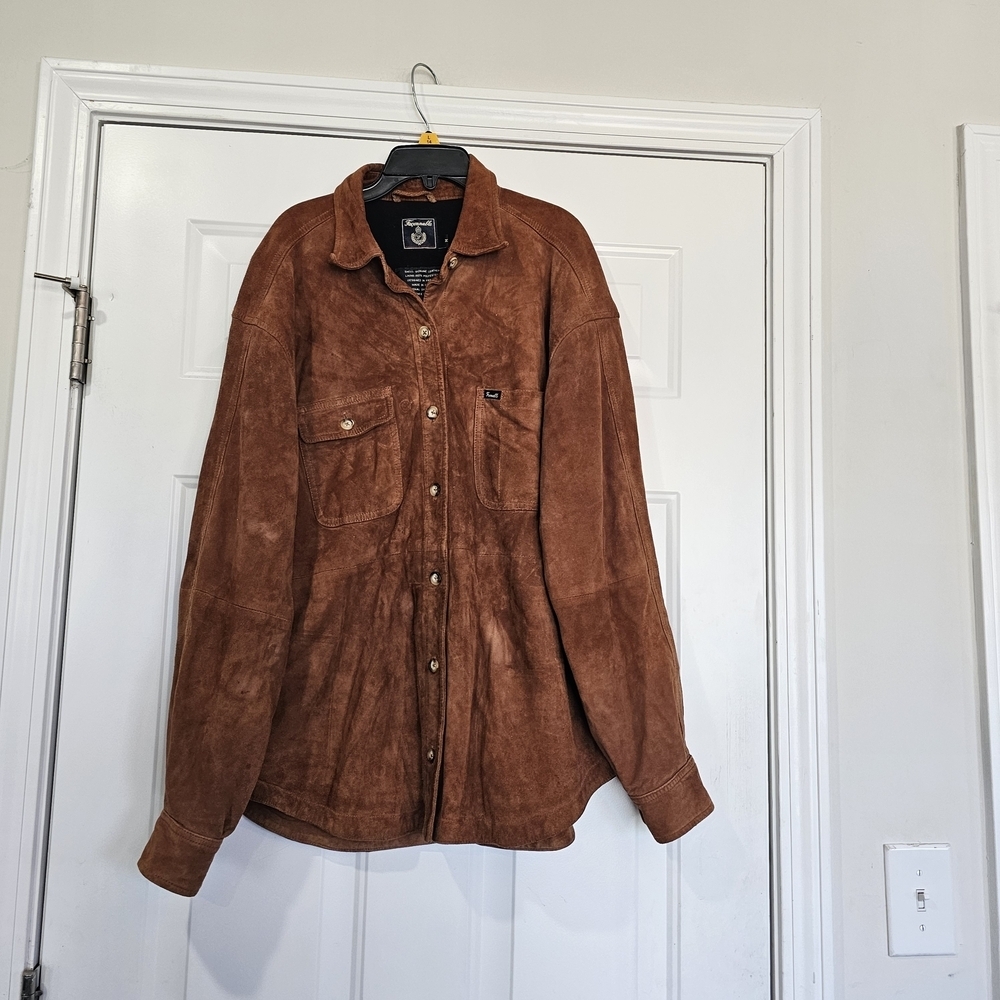 Faconnable Men's Brown Suede Jacket Size Medium Preppy
